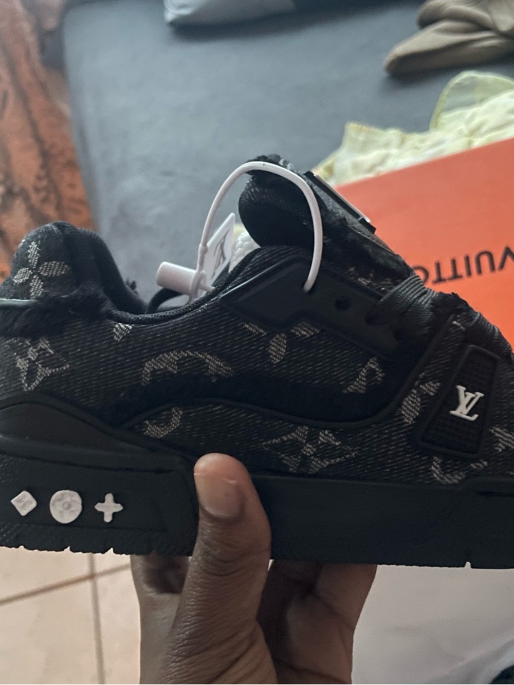 Louis Vuitton Black Monogram Low-Top Sneakers - Picture 2 of 5